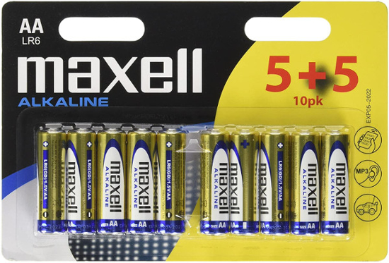 Vaizdas Maxell, AA  x 10 baterijų  pakuotė, Alkaline                                                                                                          