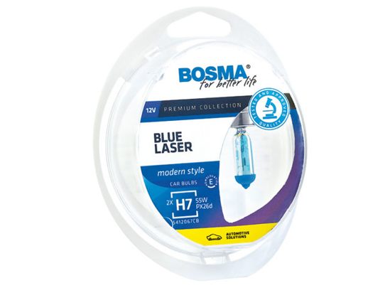 Vaizdas Bosma lemputė H7, PX26d 55W, mėlyna                                                                                                                   