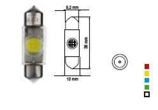 Vaizdas Bosma lemputė SV8.5, žalia, 10X36, šviesos diodai                                                                                                     