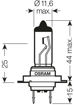 Picture of Osram lempute Original , H7, 55W, PX26d 64210                                                                                                         