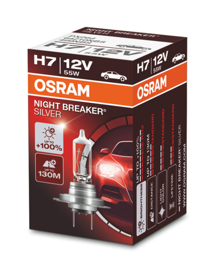 Picture of Osram lemputes SILVER +100%, H7, 55W 64210NBS                                                                                                         