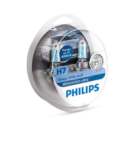 Изображение Philips lemputes White Vision Ultra, +60%  H7, 55W, DUO 12972WVUSM                                                                                    
