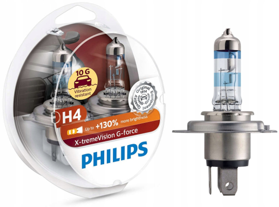 Изображение Philips lemputes X-Treme Vision G-Force +130%,  H4, 60/55W, DUO 12                                                                                    