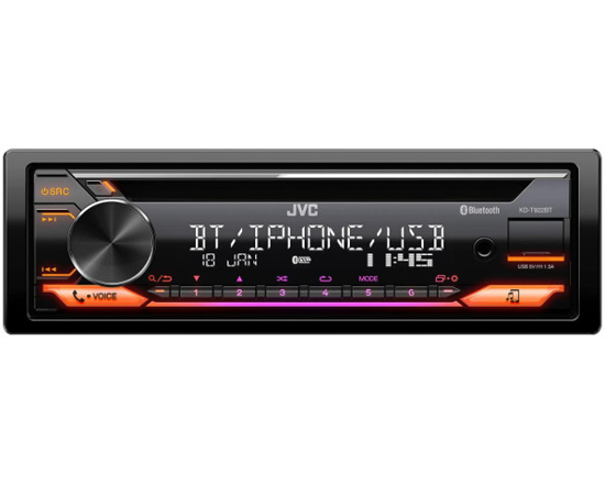 Picture of JVC, KD-T922BT 1-DIN USB/CD MP3 magnetola su AUX ir Bluetooth                                                                                         