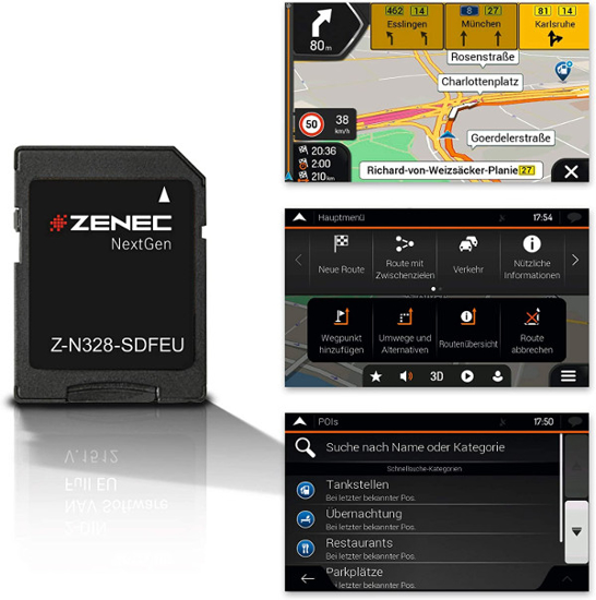 Изображение ZENEC Z-N326, Z-N328 navigacijos kortele                                                                                                              