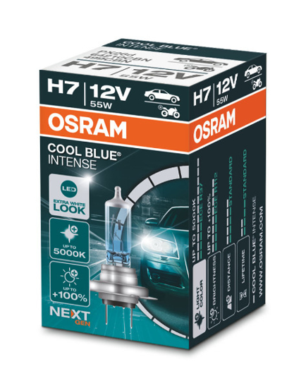 Изображение Osram lemputes, H7, Cool Blue® Intense NextGeneration, 5000K, 55W                                                                                     
