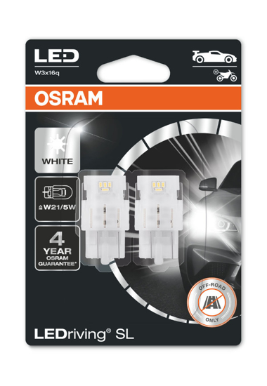 Osram LED lemputës, W21/5W T20 W3x16q 12V/1,5W(21W) Balta, 2vnt 7515DWP-02B
