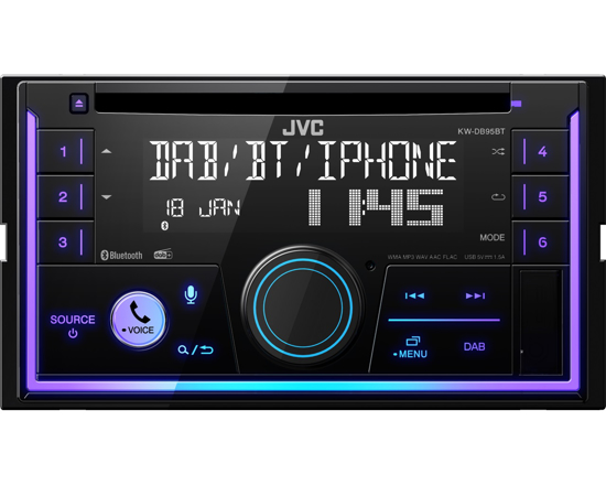 JVC, KW-DB95BT 2-DIN USB/CD MP3 magnetola su AUX ir Bluetooth    