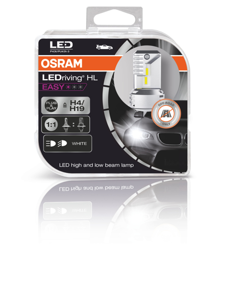 Osram LED pagrindines sviesos H4/H19, 6000K, LEDriving HL, 2vn, 64