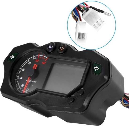 Spidometras, universalus motociklo LCD skaitmeninis ekranas spidometras Odometras elektroninis reguliuojamas tachometras  