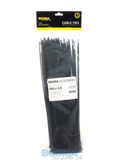 Bosma, kabelio dirzelis 4.8x300mm juodas, 100vnt      