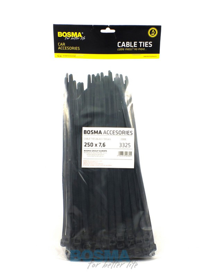 Bosma, kabelio dirzelis  7.6x250mm juodas, 100vnt       