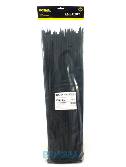 Bosma, kabelio dirzelis  7.6x450mm juodas, 100vnt     