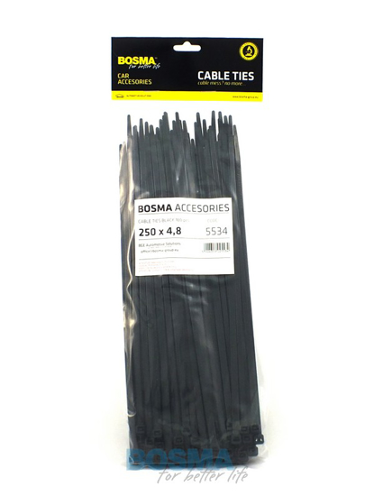 Bosma, kabelio dirzelis 4.8x250mm juodas, 100vnt  