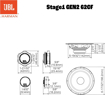 Vaizdas JBL STAGE1 62CF, GEN2 16,5cm, 2-juostų komponentiniai  garsiakalbi                                                                                    